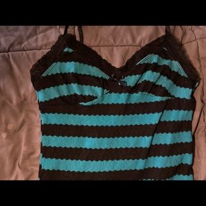 Blue Striped Anchor Blue Tank Top